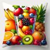 Fresh Fruit Market Art Throw Pillow Covers, Juicy Exotic Fruits In Highball Glass Print Cushion Cases, Summer Aesthetic Decor