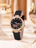 Trendy Women Quartz Watch Bracelet Set Luxury Rhinestone Dial PU Leather Band Lightweight Casual Style Female Wristwatch