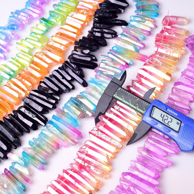 Colorful Drilled Aura Quartz Crystal Raw Points for Pendants