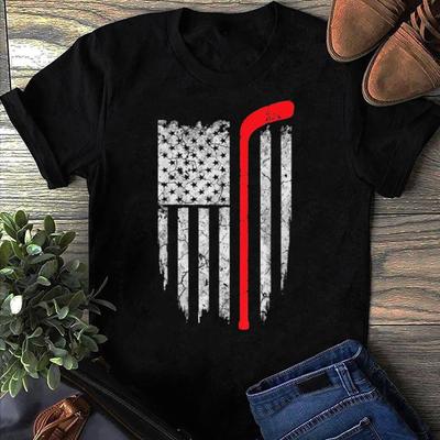 American Flag Hockey T-Shirt: Patriotic Hockey Gift