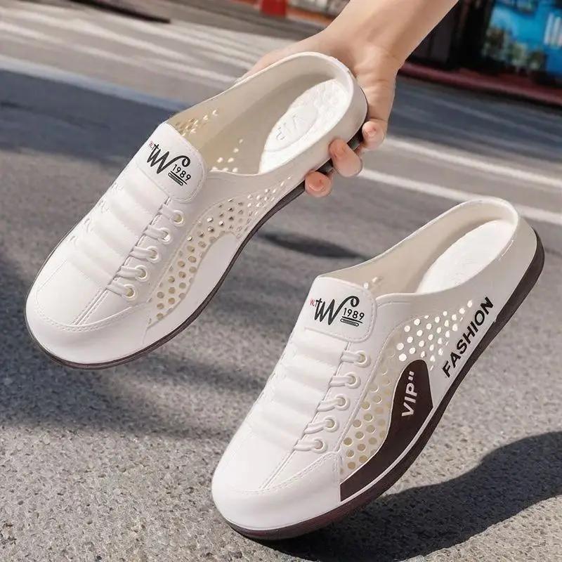 Fashion Website Sandals Man Hole Breathable Shoes Height 2025 Fashion Summer Sale Casual Adult Pvc Fun Y2k Low Price Slippers for Men