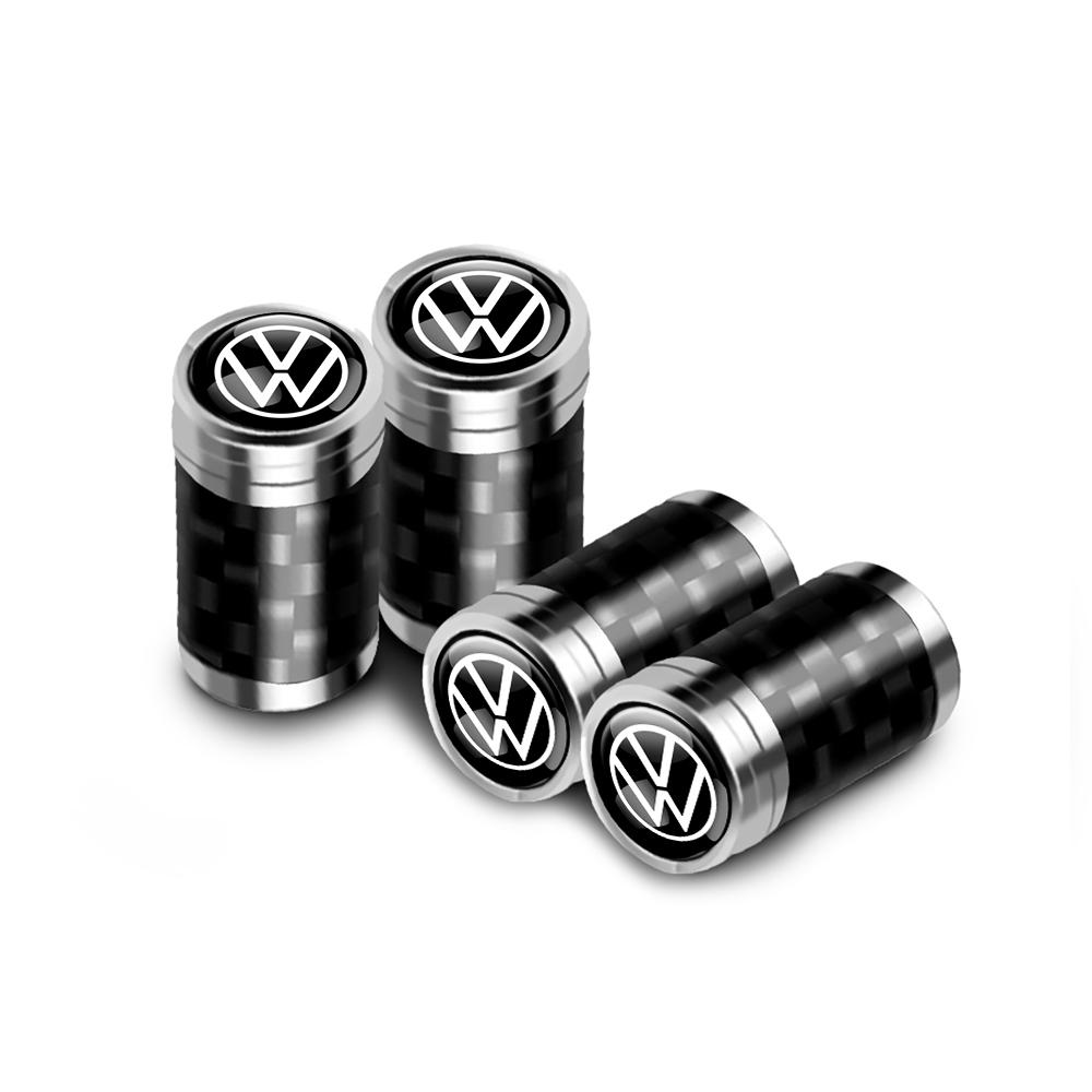 VW 4Pc Metal Car Wheel Tire Carbon Fiber Car Wheel Tires Valve Caps For Volkswagen VW Polo Passat Rline Golf Tiguan Jetta GTI Taigo EP1