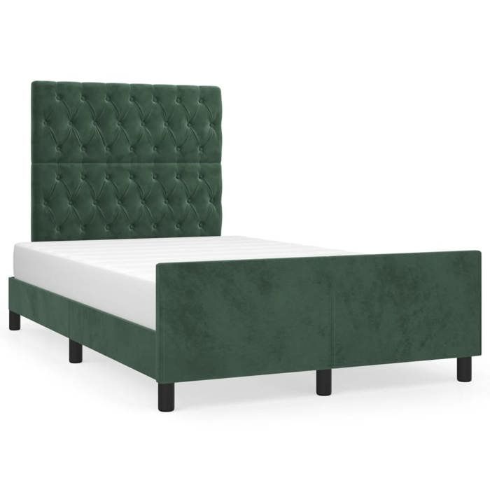 VidaXL Cadre de lit avec tête de lit Vert foncé 120x200 cm Velours3125931