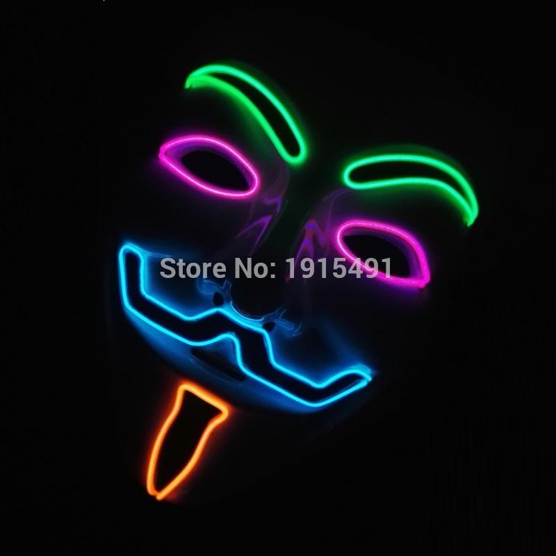 V For Vendetta Mask Cosplay Guy Fawkes Hacker Glowing Mask For Halloween Carnival Decor Props