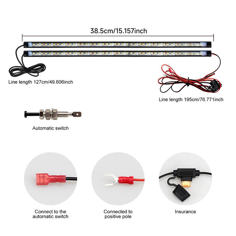LED Car Under Hood Work Inspection Light Kit Waterproof 12V White LED Strip Lights Bars Car Hood Lights Fits Any Vehicle Dome Lights 6