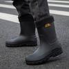 German Medium Tube Rain Shoes Men's Non-slip Waterproof Rain Boots Autumn and Winter Velvet Car Wash Work Fashion Water Shoes