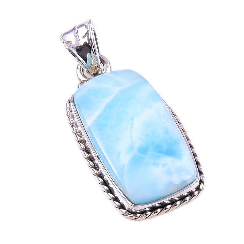 Natural Republic Larimar Gemstone 925 Solid Sterling Silver Pendant 1.25'' k3I21