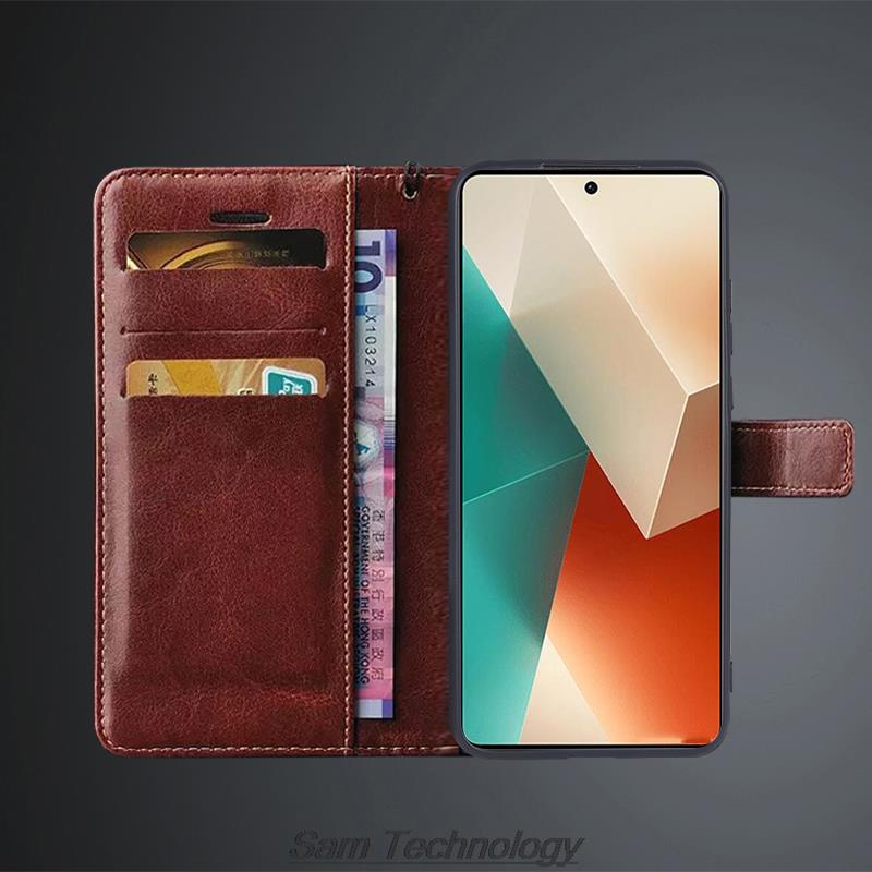 Card Holder Cover Case for Xiaomi Redmi Note 13 Note13 Pro 5G Pu Leather Flip Cover Retro Wallet Case Business Fundas Coque