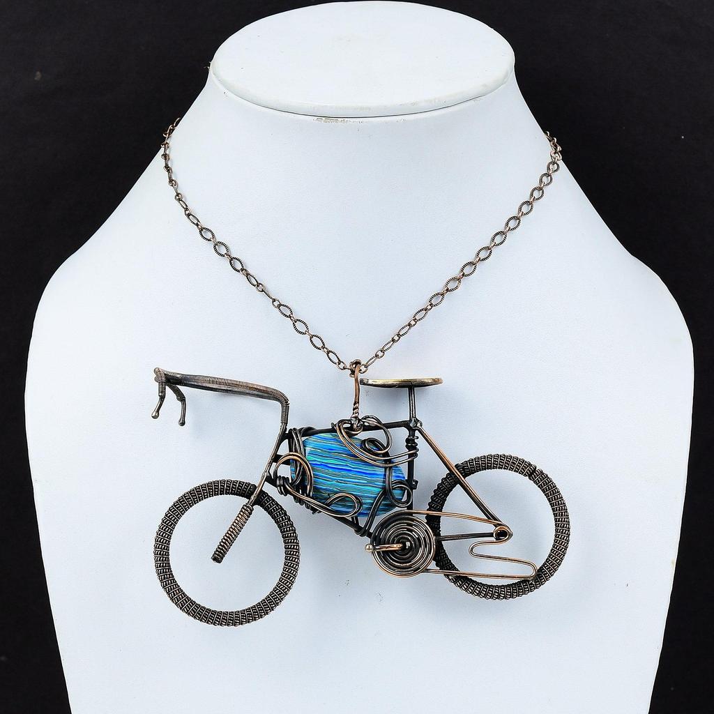 Rainbow Calsilica Pendant Copper Wire Wrapped Gemstone Pendant Cycle Jewelry Brand New Pendant Handmade Pendant Copper Jewelry Gift For Him