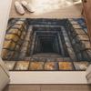 3D Bottomless Pit Rug Visual Trap Door Mat Non-Slip Absorbent Optical Illusion Depth Floor Mat for Home Entrance Living Room Playroom