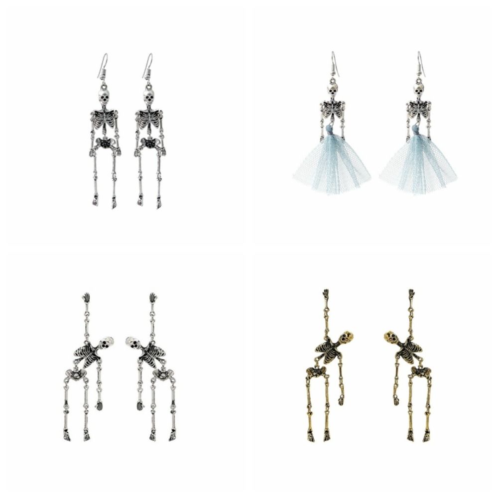 Zinc Zinc Alloy Skeleton Earrings Hip Hop Imitation Human Bone Earrings Creative Halloween Earrings Party