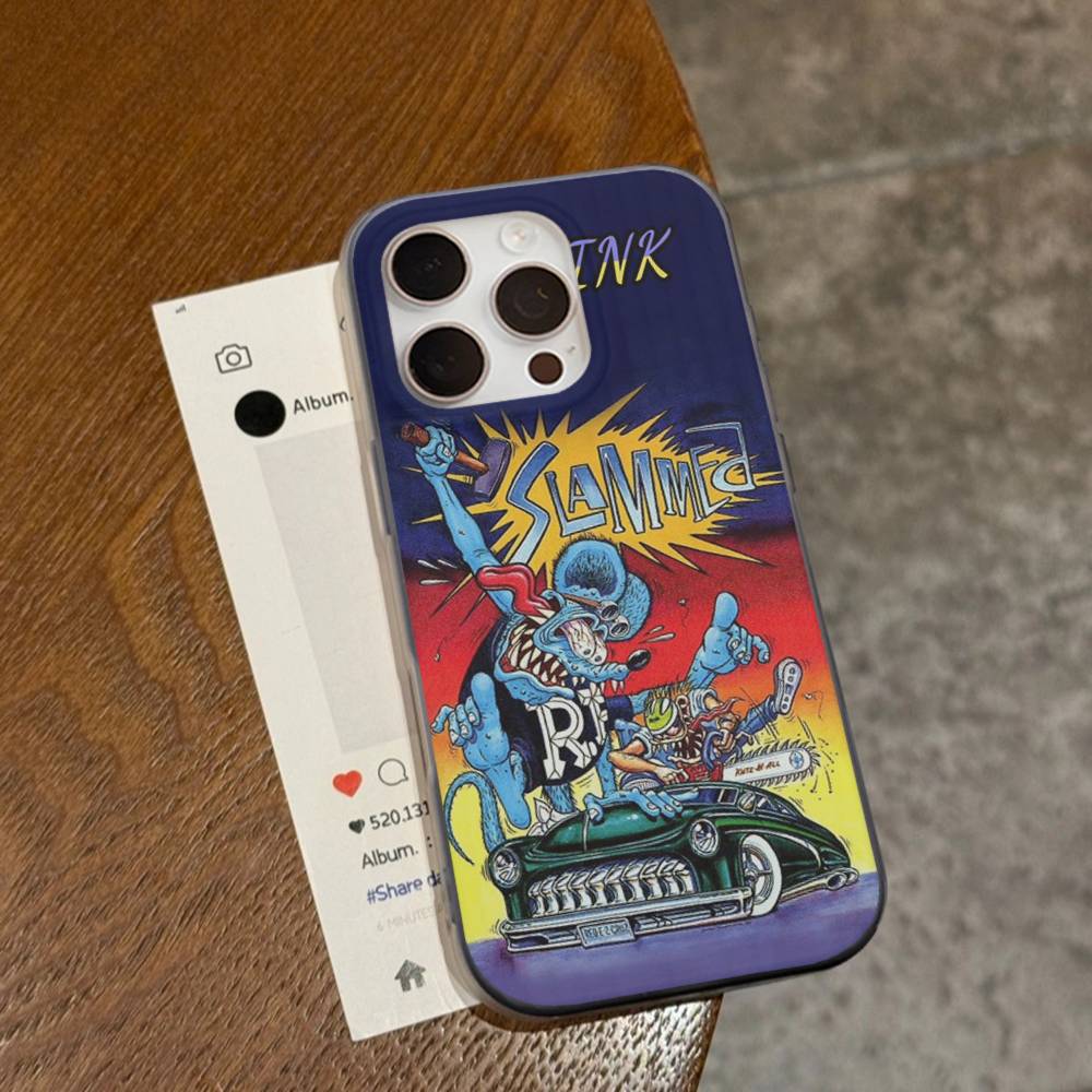 Забавный Rat Fink Для IPhone 15 16 17 14 13 12 11 Pro Max 16E 16 Plus 17 Air Гофрированный Ударопрочный Чехол для Телефона