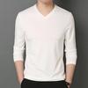 Men Fall Spring Top V Neck Long Sleeves Pure Color Slim Fit