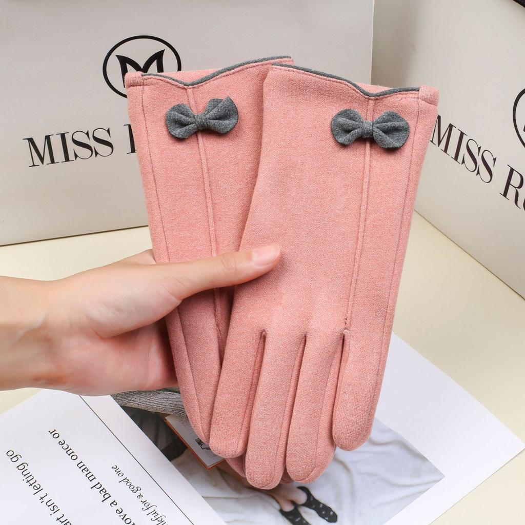Warm Gloves In Spring and Autumn Women Riding Driving Cold Imitation Rabbit Velvet Super Soft Warm Plus Velvet Touch Screen Gloves.