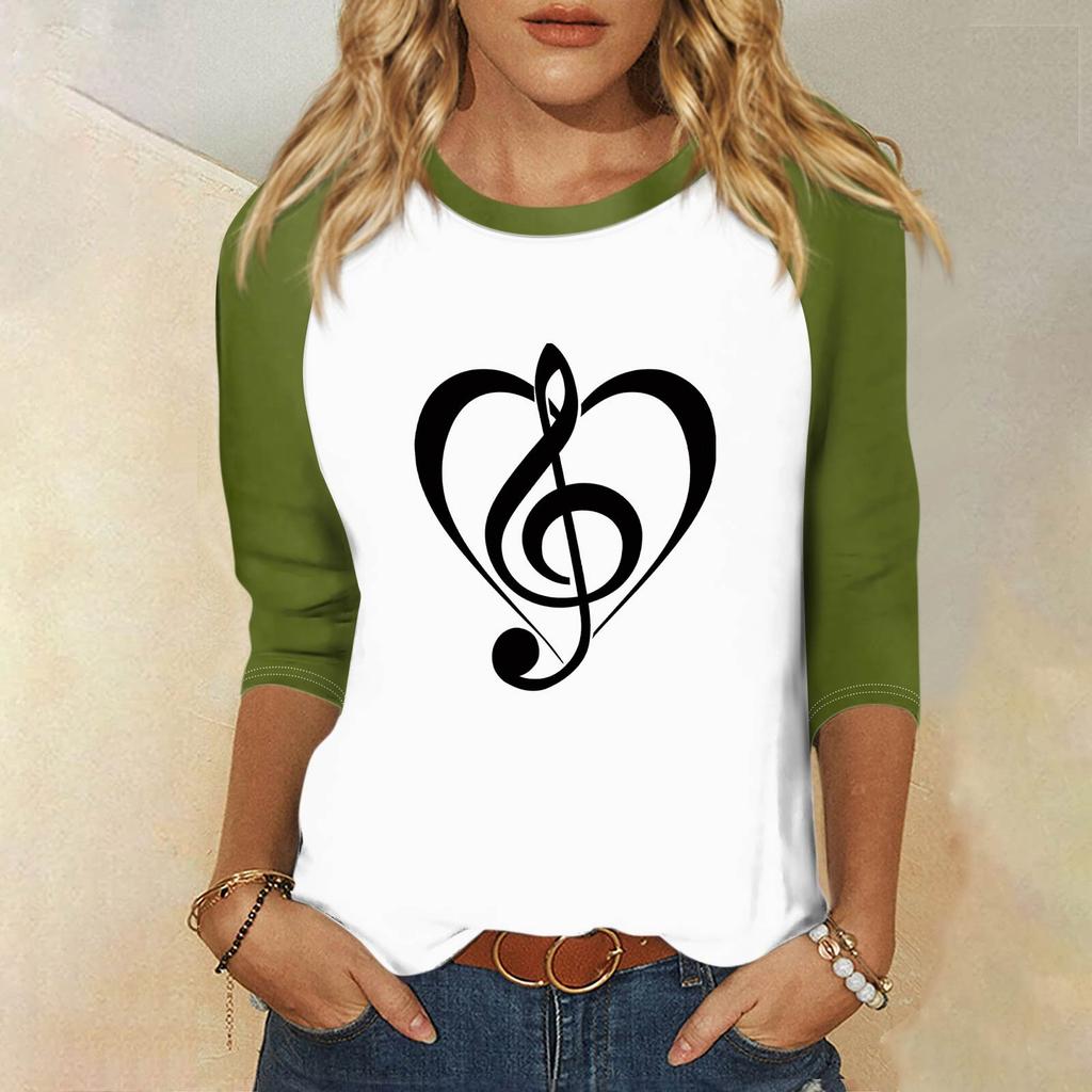 Женская модная повседневная футболка с круглым вырезом, рукавами семь, на пуговицах с принтом