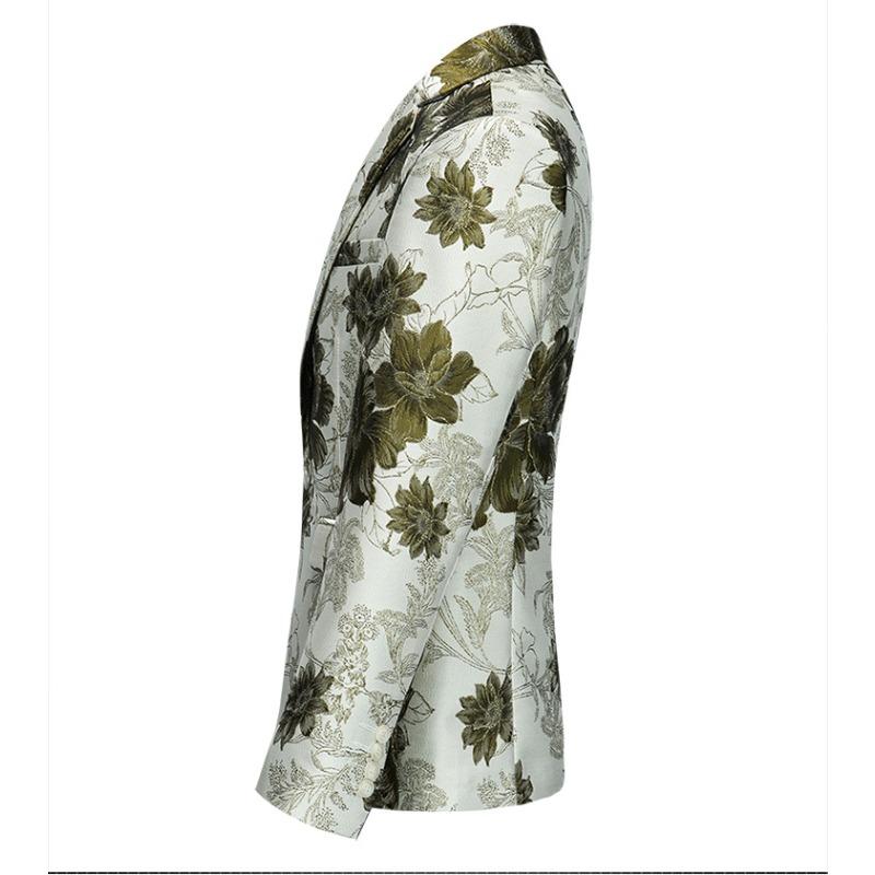 MAGLESON Мужская одежда Стильный цветочный узор с принтом Формальная мужская деловая офисная куртка