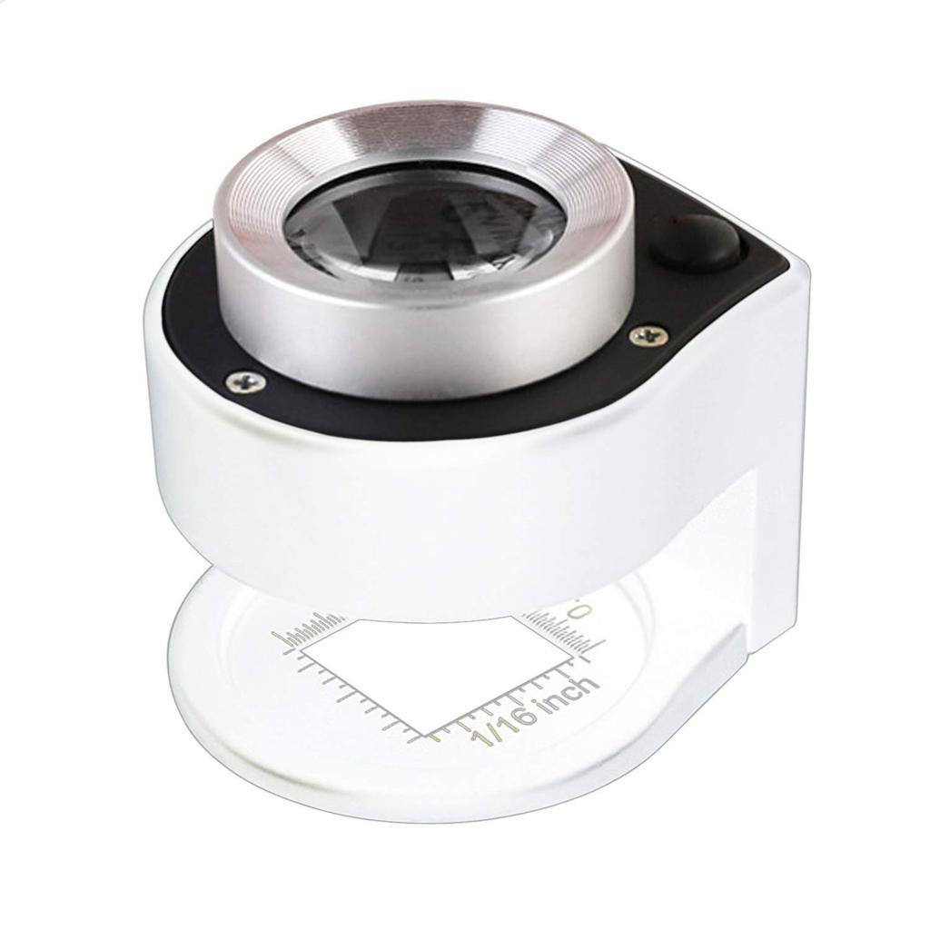 30X Coin Magnifying Glass with Scale LED UV Lights Illuminated Jewelry Magnifier Metal Folding Stand Optical Loupe for Textile