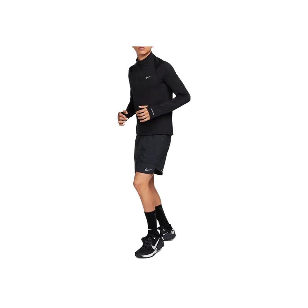Nike Футболка с длинным рукавом и воротником-стойкой, однотонная, с полумолнией, водонепроницаемая, реглан, мужские топы, черного цвета FB8565-010