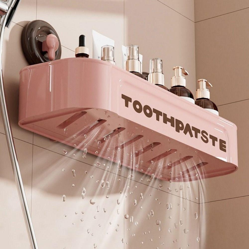 Plastic Bathroom Shelf Punch Free Wall Shower Shampoo Rack Makeup Organizer  Bathroom