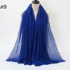 New Fashionable Women's Long Crinkled Cotton Linen Scarf with Tassel Edge - Solid Color Shawl