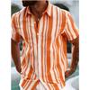 Men's Blue & White Vertical Stripe Short Sleeve Shirt