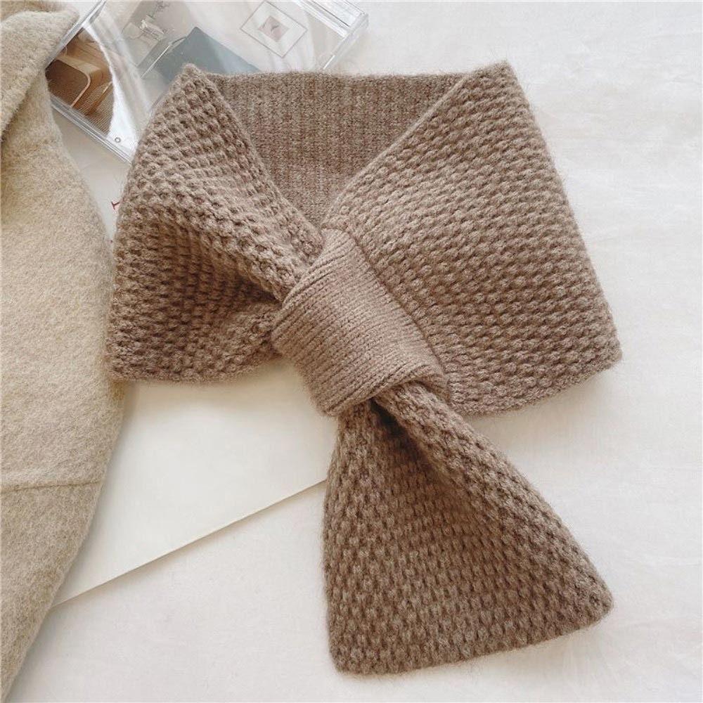 Solid Color Neck Scarf Knitted Neck Warmer Cute Neckerchief Wrap Women
