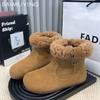 Fur Women Flats Snow Ankle Boots Suede Short Plush Designer Cotton Shoes 2025 Trend Warm Casual Walking Winter Botas De Mujer