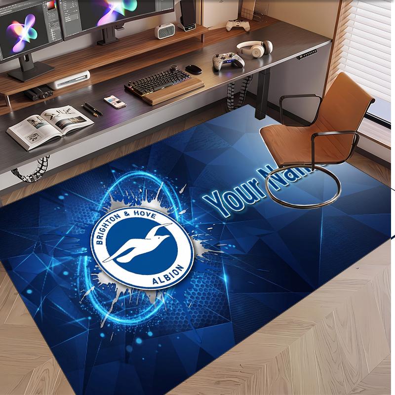 Personalized Crystal Velvet Carpet Brighton & Hove Albion Football Pattern Non Slip Floor Rug