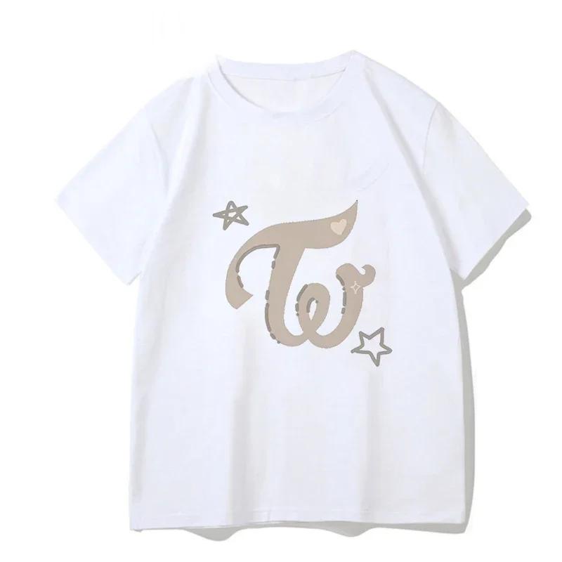 TWICE T Shirt Women Kpop Summer Short Sleeve Tee Korean Fashion Harajuku Aesthetic Cartoon Letter Printed Streetwear Y2k T-shirt