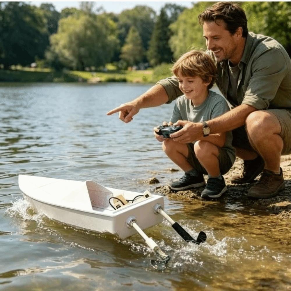 Modular Assembly RC Paper Boat Dual Propulsion DIY Boat Kit STEM Boat Model Indoor Activity