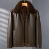 Зимняя кожаная куртка мужская меховая повседневная утолщенная плюшевая кожаная куртка теплые пальто