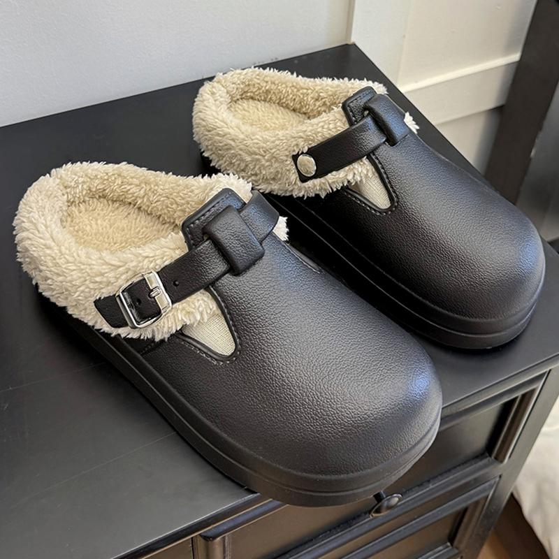 Зимние водонепроницаемые клоги-тапочки женские легкие теплые на меху Birken Shoes женские уличные комнатные нескользящие хлопковые тапочки 2025