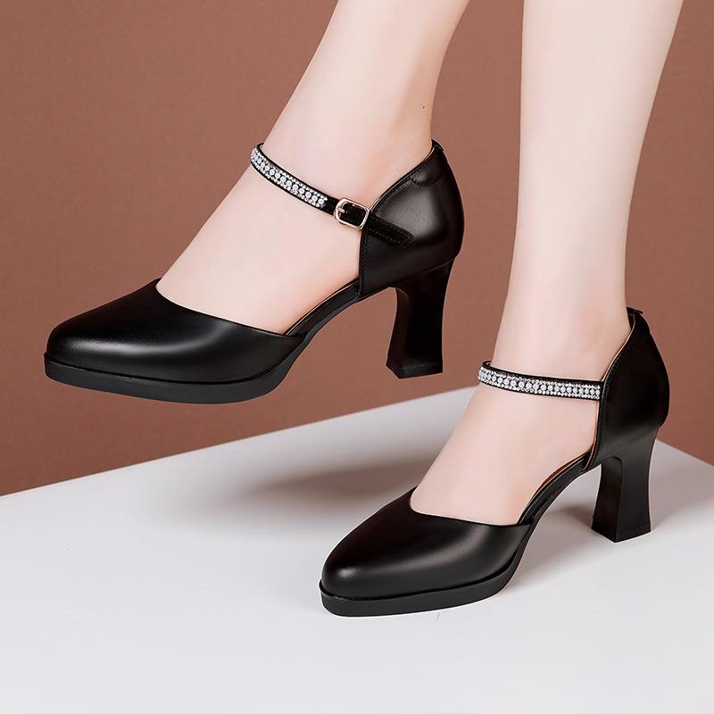 Туфли-лодочки из натуральной кожи на толстом каблуке 7/9/11 см, супервысокий каблук, водонепроницаемая платформа, женская обувь для вечеринки, туфли на высоком каблуке