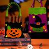 Reusable Holiday Storage Bags Halloween Candy Bags, Non-Woven Trick or Treat Tote with Handles, Pumpkin Ghost Printed Totes Cute Black Cat Print