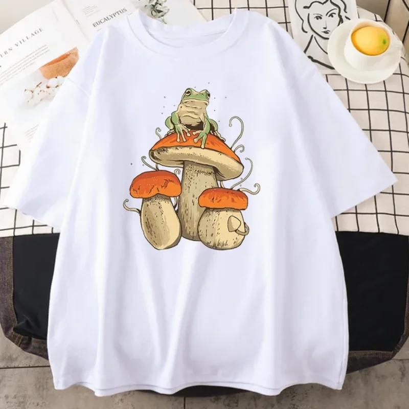 Cottagecore Aesthetic Mushroom Dark Academia Frog Новая мужская футболка Хип-хоп спортивная футболка Летний топ мужская одежда