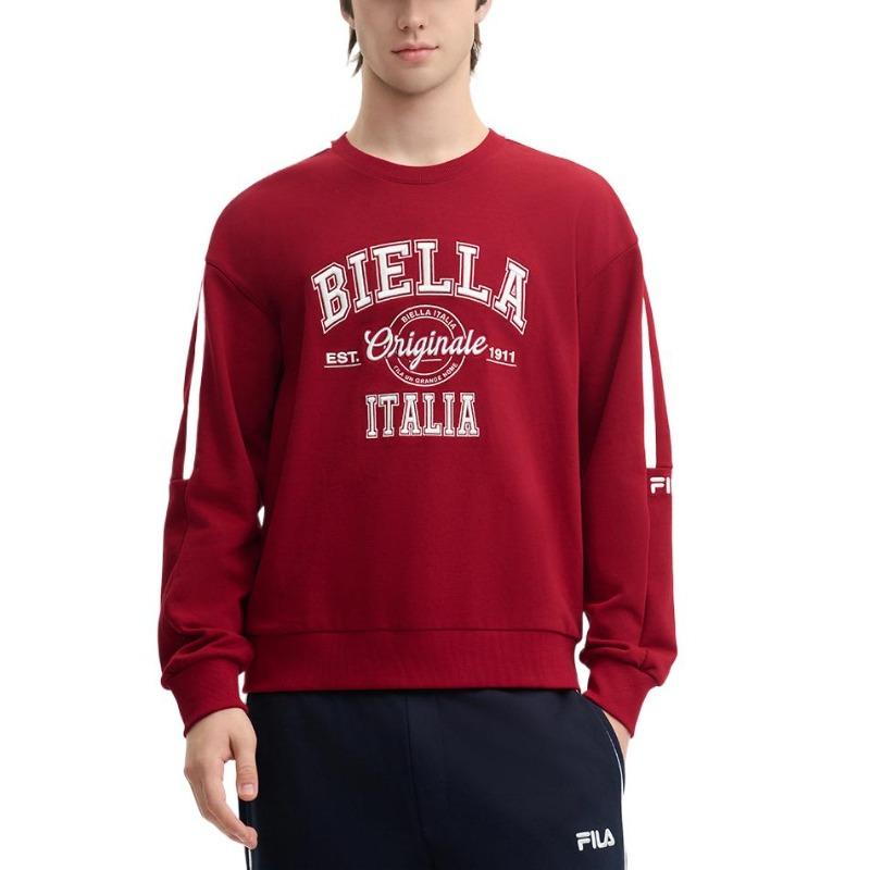 FILA Fashion Letter Versatile Skin Friendly Soft Sweatshirt Men Drunken Red F11M449210A-WI