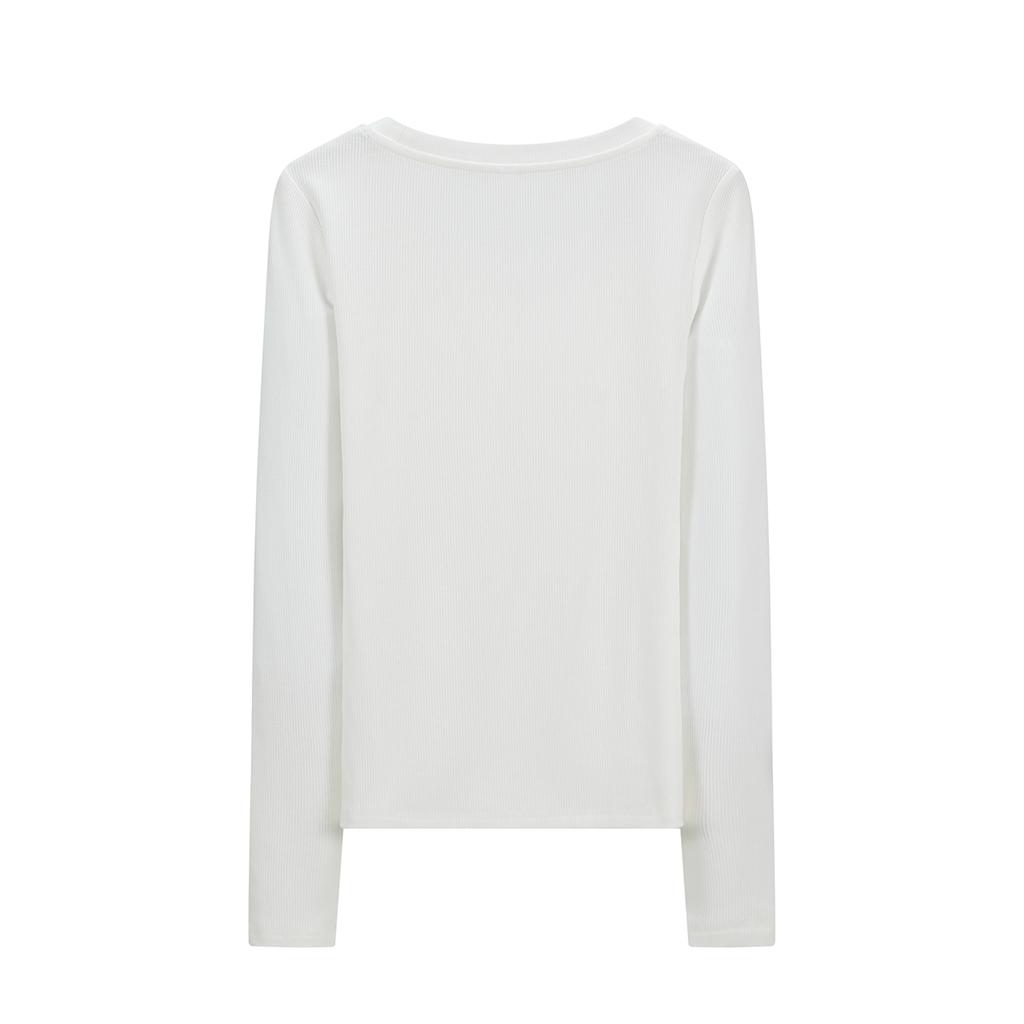 Women's Solid Color Long-Sleeved Slim Fit Round Neck T-Shirt