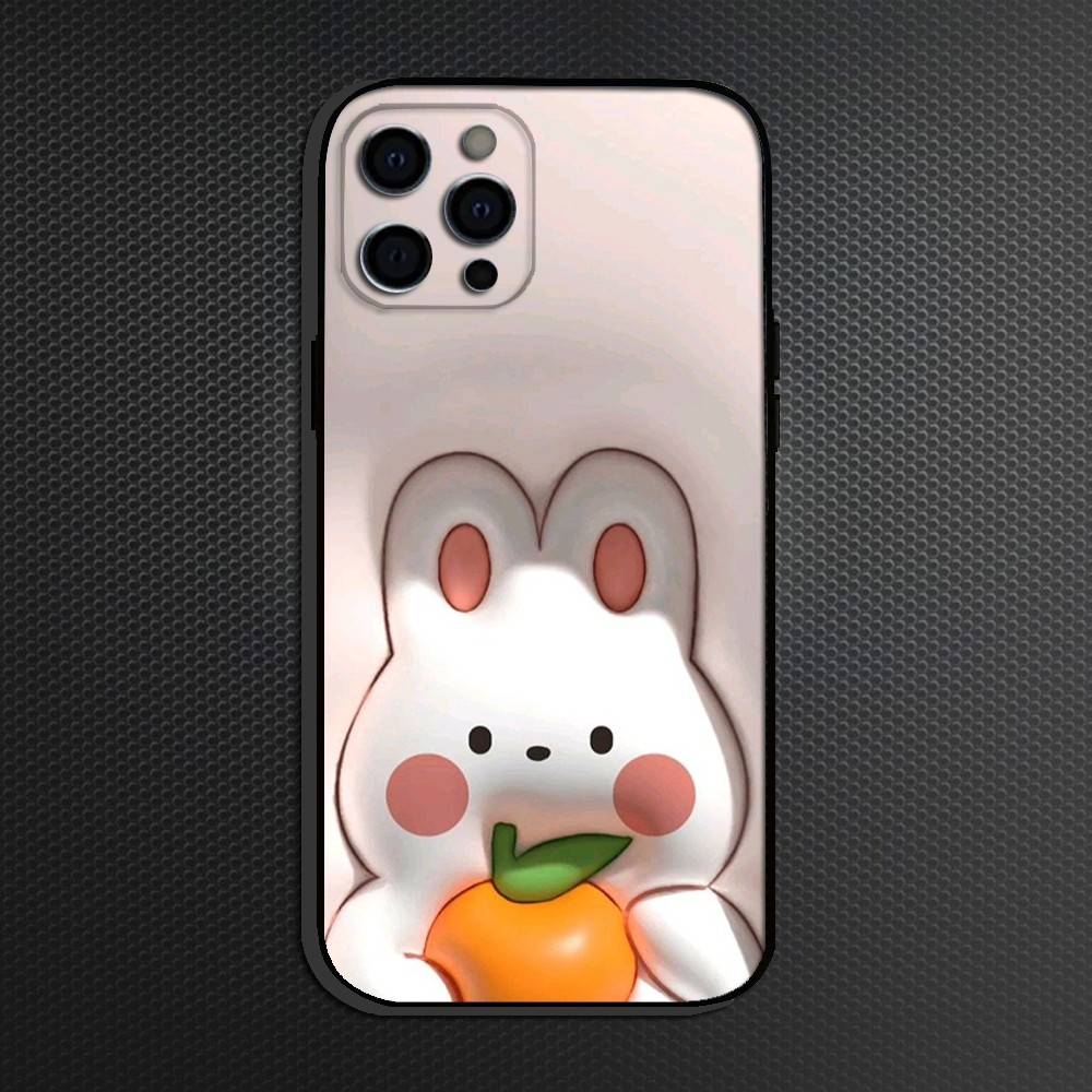 Милый чехол-кролик для iPhone 16,15,14,13,12,11 Plus,Pro Max, Других Мягкая Черная Крышка