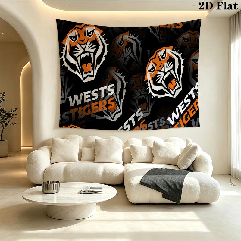Wests Tigers Wall tapestry, aesthetic printed fabric blanket, suitable for bedroom, living room, and home decor.