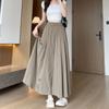 Fashionable Thin Ice Silk Wide Leg Pants, Summer High Waist A-line Skirt for Petite Women, Slimming Style