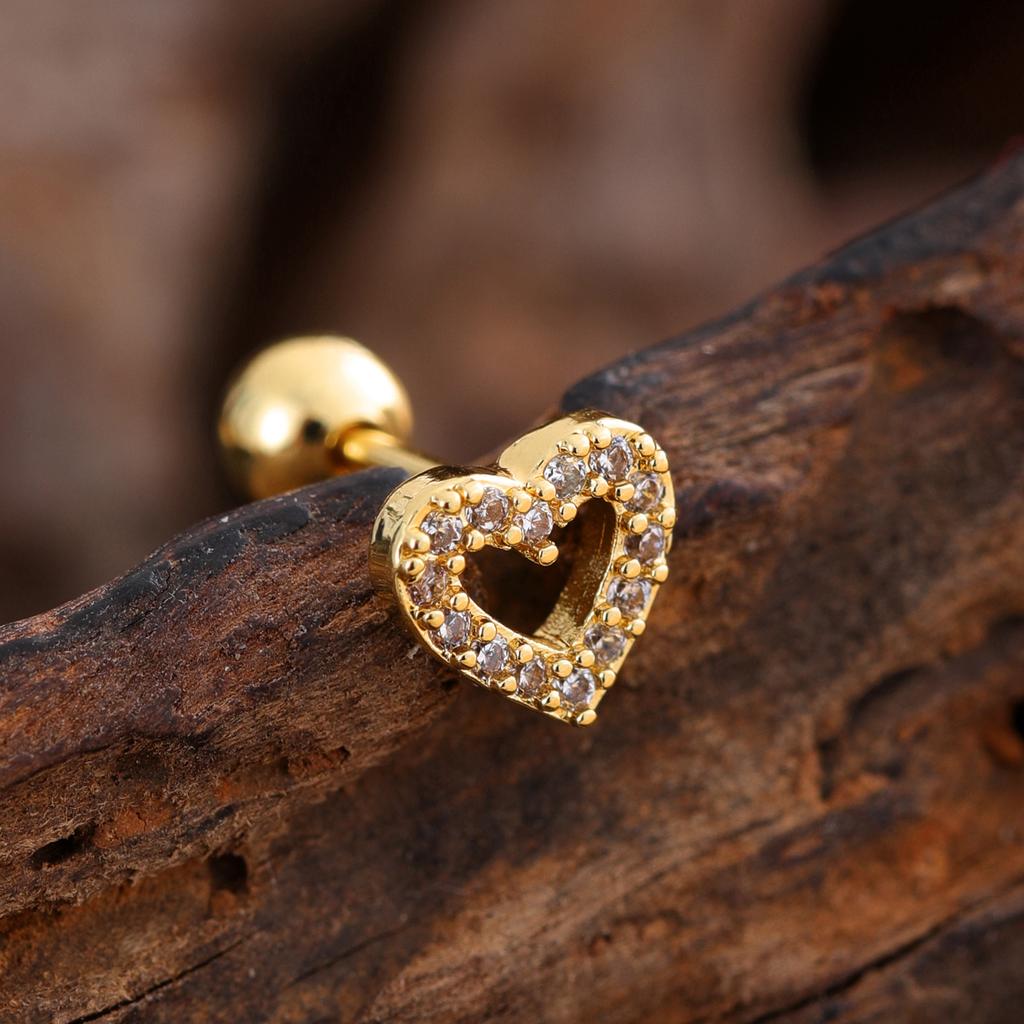 10 шт./набор 20G Золотая серьга-пирсинг хряща уха с CZ, серьга-пирсинг трагуса, дизайн медведя и паука, кольца-гвоздики для хеликса, пирсинг конч уха, ювелирные изделия из стали 316L