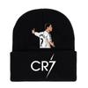 Черная вязаная футбольная шапка CR7 - Унисекс, Универсальная, Теплая для Осени и Зимы