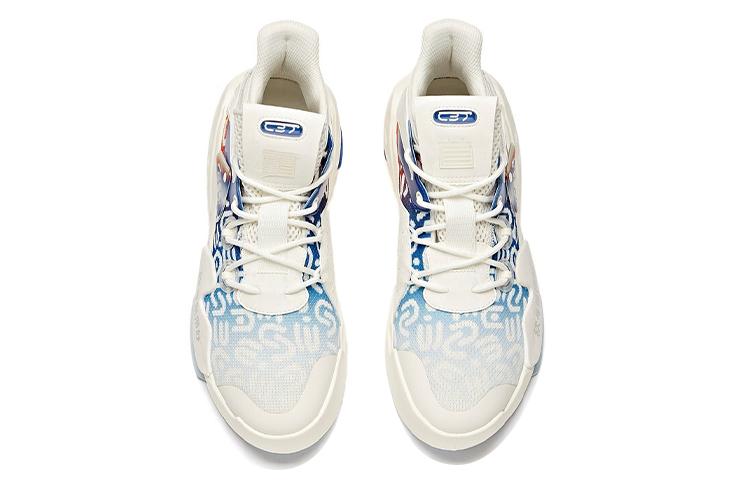 Men's Sneakers Anta C37 Series Mid top Skateboard Shoes Men's White Blue