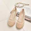 Новинка 2024 года, женская обувь на плоской подошве, балетки, модная женская обувь с бантом, без шнуровки, милая летняя женская обувь на плоской подошве с вырезами