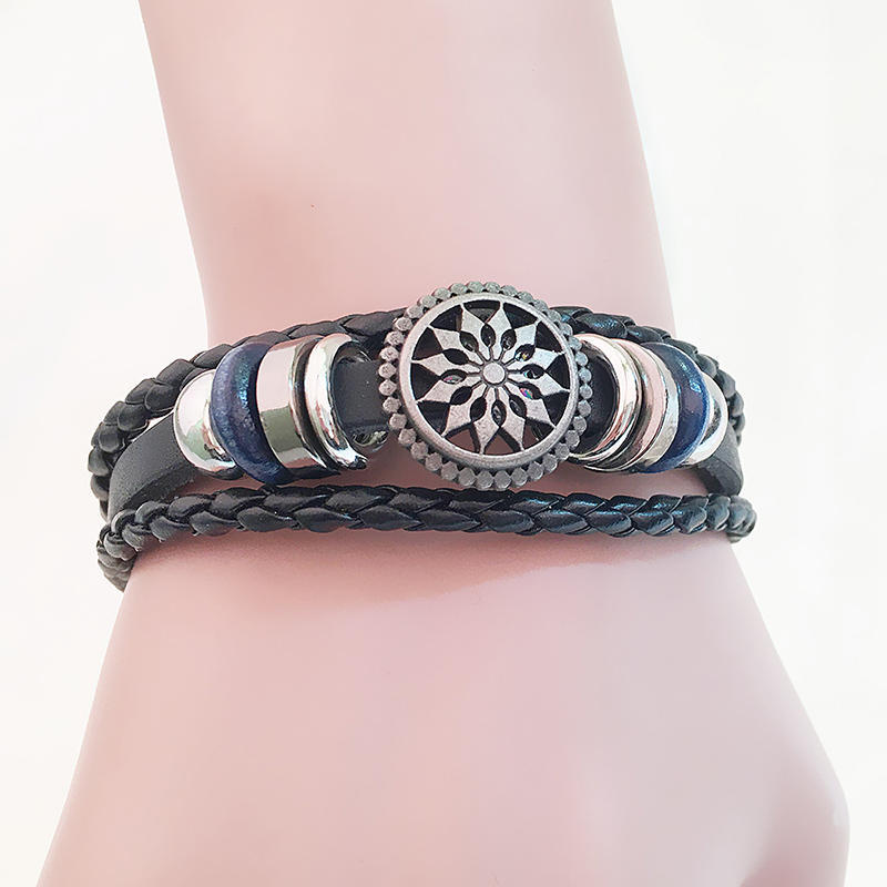 Pu Vintage Infinity Charm Wrap Мужской Женский Браслет Ювелирные Изделия Панк Стиль