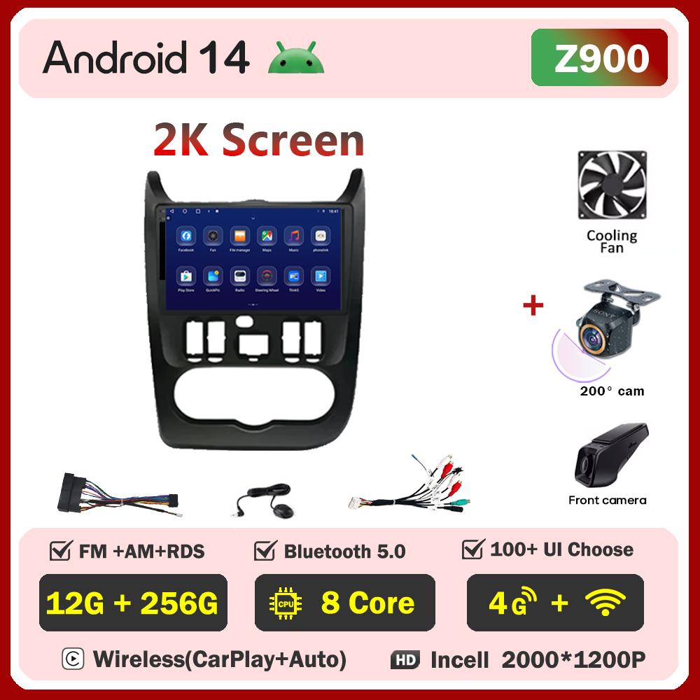 Для Renault Logan 1 Sandero 2009-2015 Largus Dacia Duster Автомобильный мультимедийный видеоплеер с сенсорным экраном Android 14 Авторадио 5G Wifi