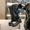 Winter Women Biker Boots Fashion Belt Buckle Ladies Elegant Platform Long Pipe Booties Casual Women's Knee High Booties
