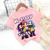 Детская футболка K-pop с мультяшным принтом, короткий рукав, летняя, удобная, забавный подарок для фанатов, футболки в стиле Харадзюку, одежда для девочек