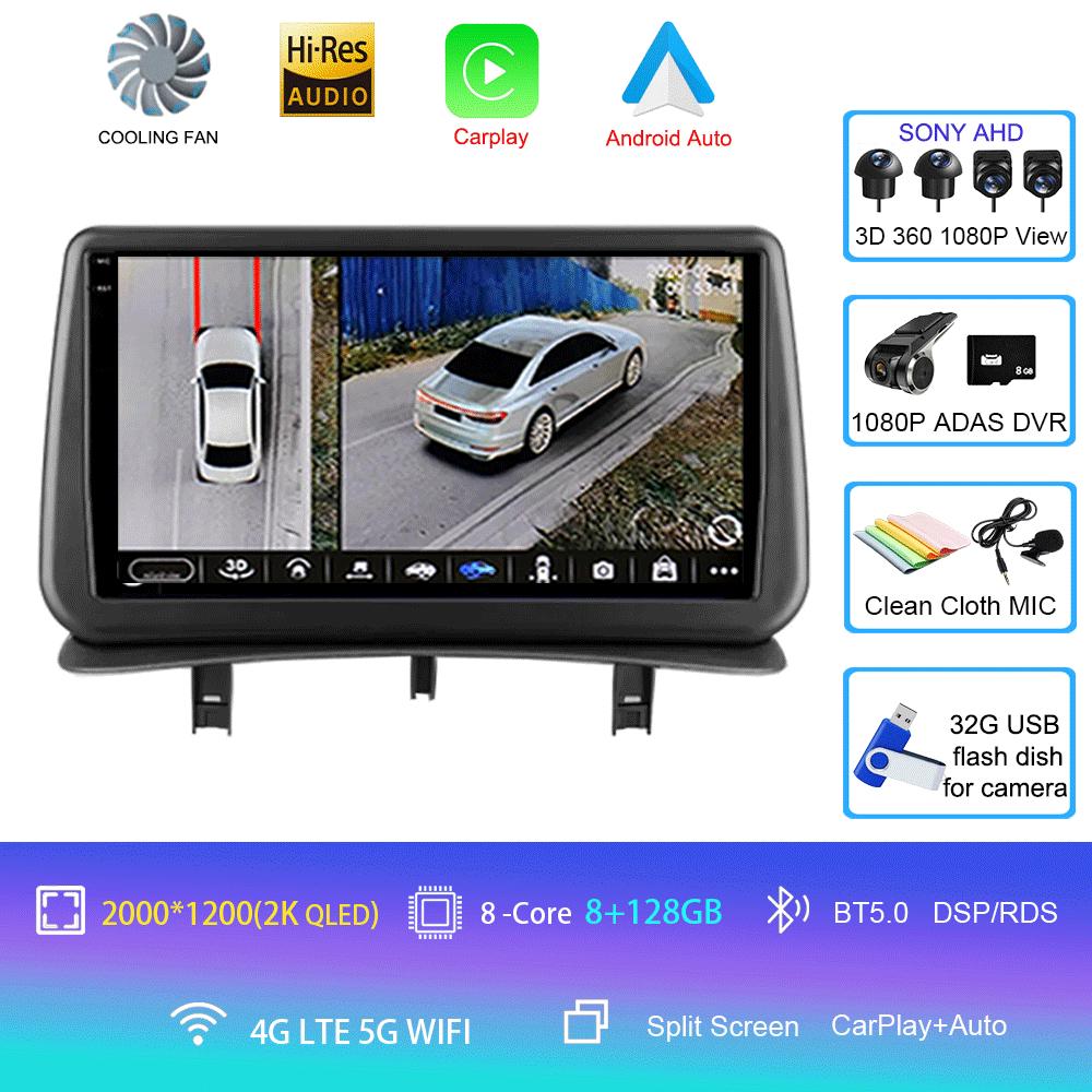 Видеоплеер Android14 Carplay для Renault Clio 3 Clio3 2005 2006 2007 2008 2009 - 2014 Мультимедийное автомобильное радио WIFI+4G DSP Stereo