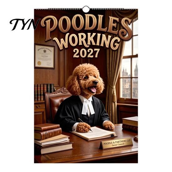 New Year Gift for Dog Lovers 2027 Funny Working Wall Calendar, Jan. 2027-Dec. 12 x Functional Memo Writing Pad 8 Inch Monthly Planner with Puppy